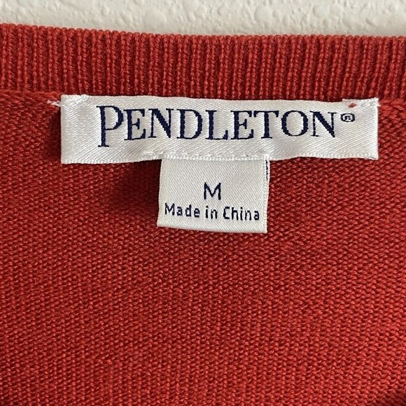 Vintage Pendleton Brick Red Merino Wool Button Up Cardigan‎ Size M - Picture 4 of 4